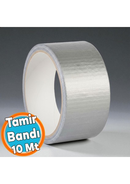 Güçlü Tamir Bandı 48 mm x 10 mt Duct Tape Çok Amaçlı Tamirat Bandı Gri Renkli Su Geçirmez