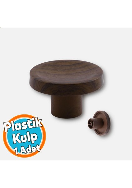 Bohem Tek Vidalı Iç Bükey Plastik Düğme Kulp Kestane Kahvesi Renk Mobilya Dolap Çekmece Kulpu Kulbu