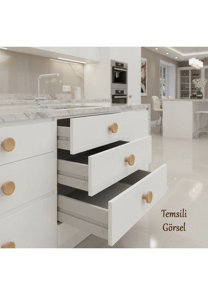 Plastik Düğme Kulp Kubik Doğal Meşe Renk Mobilya Dolap Çekmece Kulpu Kulbu Tek Vidalı 10 Adet modelleri