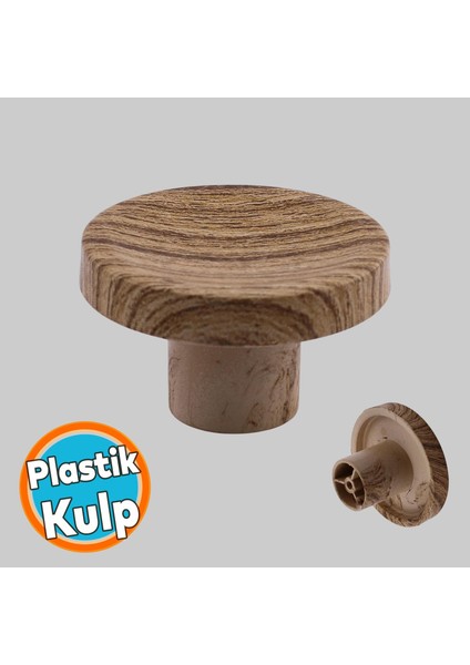 Bohem Tek Vidalı Iç Bükey Plastik Düğme Kulp Kubik Kayın Bej Renk Mobilya Dolap Çekmece Kulpu Kulbu