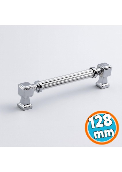 Mobilya Çekmece Mutfak Dolabı Dolap Kulpları Kulb 22.4 cm 128 mm Çizgili Krom Renk Metal Kulp