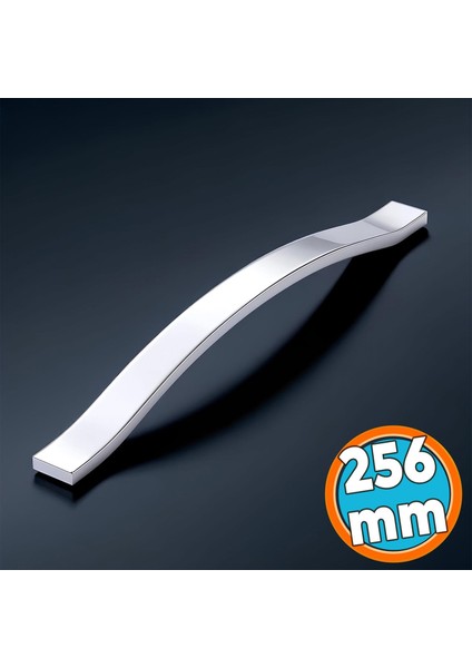 Mobilya Çekmece Dolap Kapak Kulpu Modern Mutfak Kulpları Kulp 256 mm Krom Gümüş Renk Metal