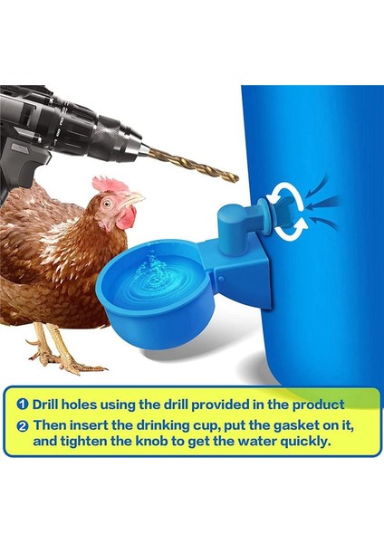 Tavuk Waterer Daha Büyük Otomatik Tavuk Waterer Bardak Diy Kümes Hayvanları Tavuk Waterer Kiti 5 Galon Tavuk, Ördek 12 Pcs (Yurt Dışından) fırsatları