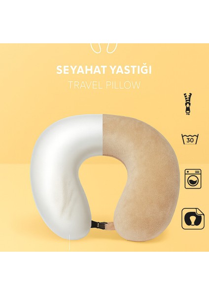 Visco Seyahat Boyun Yastığı Rahat Uyku Bej Kadifemsi Yastık fiyatları