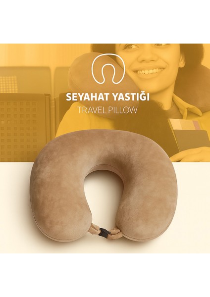 Visco Seyahat Boyun Yastığı Rahat Uyku Bej Kadifemsi Yastık modelleri