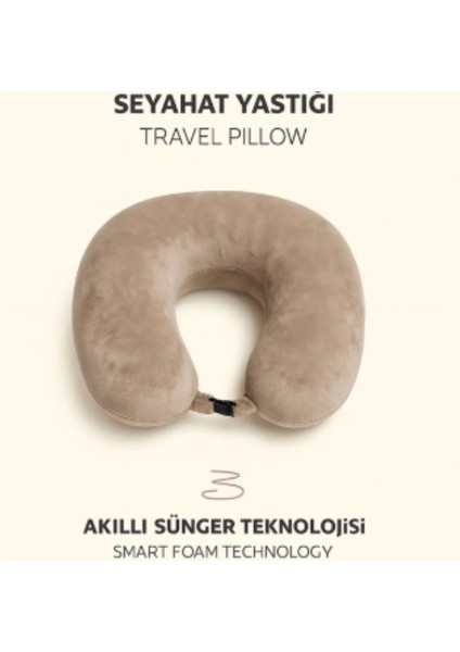 Visco Seyahat Boyun Yastığı Rahat Uyku Bej Kadifemsi Yastık fırsatları