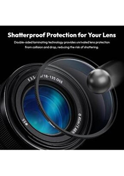 UV Filtre 82 mm Ultra İnce Alüminyum Çerçeve ile Vinyetleme Azaltma Özelliği