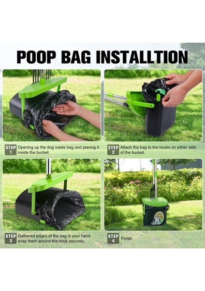 Pooper Scoopers Döner Çöp Kutusu &amp; Tırmık 100 Atık Torba, Paslanmaz Çelik Saplı Pooper Scoopers Büyük Orta Orta Küçük Köpekler (Yurt Dışından) modelleri