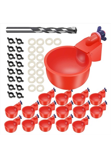 16 Paket Otomatik Tavuk Waterer Cups Kümes Hayvanları Sulu Kümes Hayvanları Su Besleyici Tavuk Su Bardakları Matkap Ucu ile (Yurt Dışından)