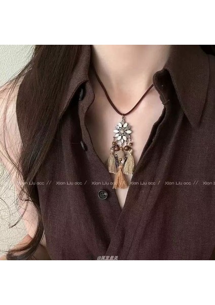 Yeni Çin Zen Uzun Bronz Tüy Kolye Vintage Bohem Etnik Tarzı Çift Jumper Giyim Uzun Aksesuarlar (Yurt Dışından)