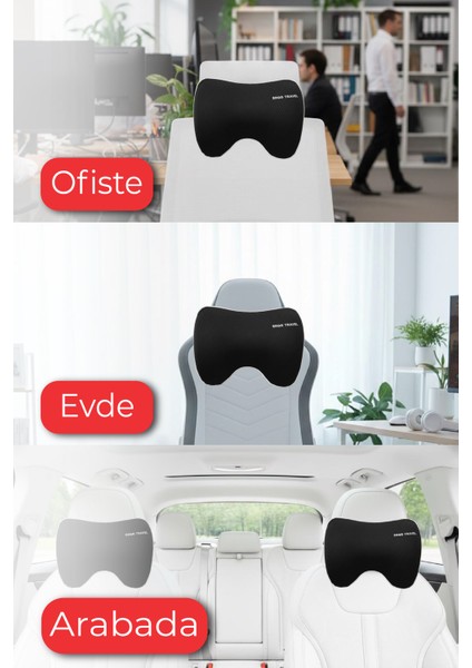 Carfort Büyük Visco Araç Boyun Yastığı – Ortopedik Oto Koltuk Boyun Desteği Siyah - Ergo Travel modelleri