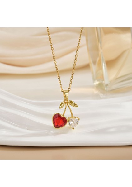 Yeni Basit Kakma Zirkonya Yay Kolye Kadın Basit Yüksek Sınıf Mücevher Duygusu Titanyum Çelik Renk Kaybetmez (Yurt Dışından)