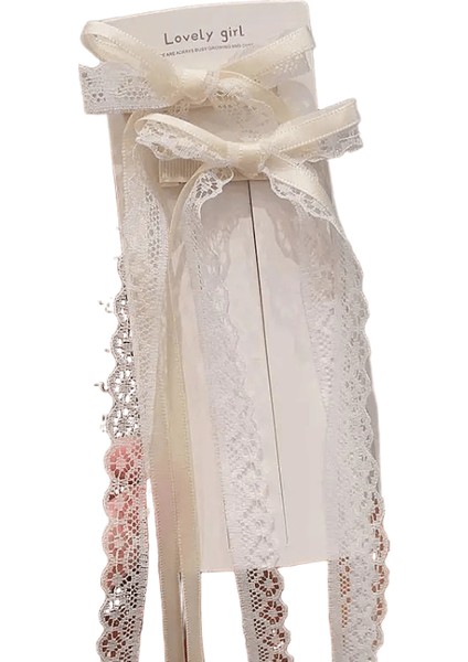 2pcs Koreli Dantel Yay Saç Klip Trendi Uzun Şerit Saç Pençeleri Ettes Kadınlar Için Kafa Bandı Kız Saç Aksesuarları Düğün Jewelrycolor: Beyaz (Yurt Dışından)