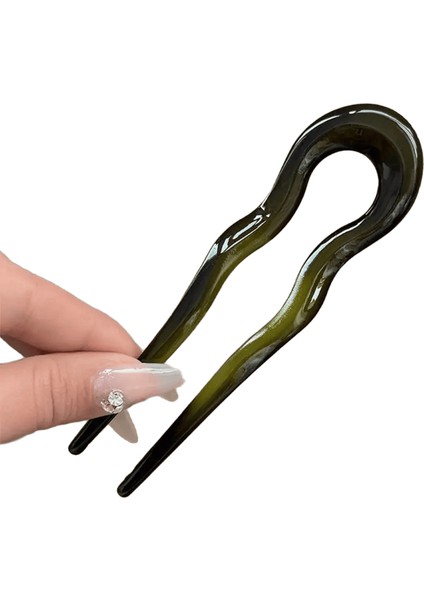 U Şeklindeki Saç Çatal Moda Kaplumbağa Kabuğu Asetat Akrilik Saç Tokası Geometrik Tasarım Başlık Saç Çubukları Kadınlar Kızlar: C (Yurt Dışından)