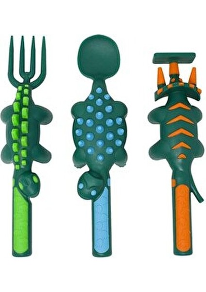 Dino 3'lü Yemek Seti Eğlenceli Tasarım BPA İçermeyen Malzemelerle indirimleri