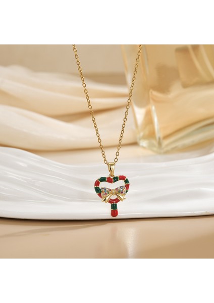 Yeni Basit Kakma Zirkonya Yay Kolye Kadın Basit Yüksek Sınıf Mücevher Duygusu Titanyum Çelik Renk Kaybetmez (Yurt Dışından)