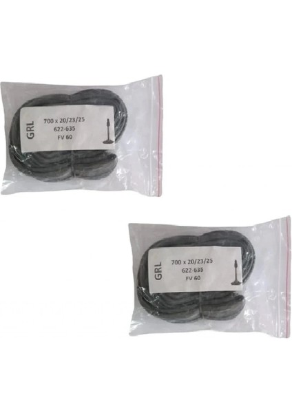 700X20 (700X23/700X25) (622-635) Fv 60 mm Ince Sibop Bisiklet Iç Lastiği x 2 Adet