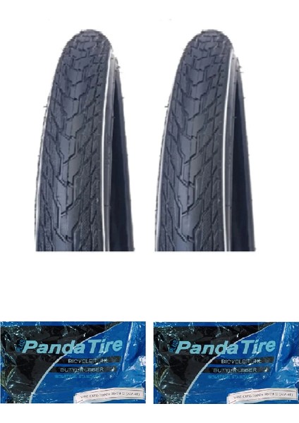 28 Jant 28X1.5/8X1.1/4 (700X32C) (32-622)UYUMLU 3 mm Zırhlı 5101 Bisiklet Dış Lastiği x 2 Adet + Plus Panda Iç Lastik Seti