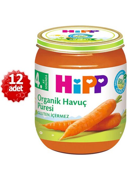 Organik x 12 Adet Havuç Püresi 125 gr