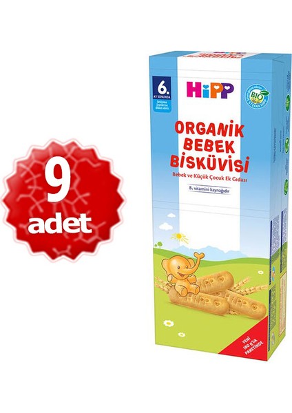 Organik x 9 Paket Bebek Bisküvisi 180 gr