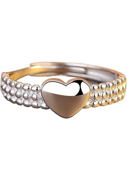 S925 Gümüş Cilalı Kalp Yüzük, Düz Bant, Kadın Kalp Yüzük, Açık Yüzük. (Yurt Dışından) fiyatları