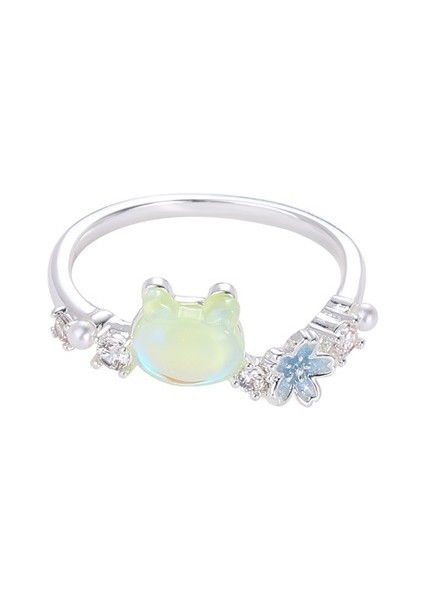 Kadınların Işaret Parmağı Için Tatlı Kedi Temalı Gümüş Kaplama Ayarlanabilir Açılış Yüzüğü (Yurt Dışından)