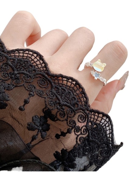 Kadınların Işaret Parmağı Için Tatlı Kedi Temalı Gümüş Kaplama Ayarlanabilir Açılış Yüzüğü (Yurt Dışından) fiyatları