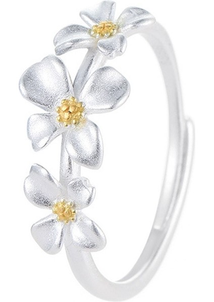 Kadınlar Için 925 Ayar Gümüş Gardenya Yüzük - Tatlı Ayarlanabilir Yüzük (Yurt Dışından)