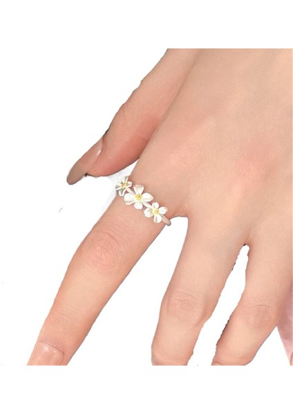 Kadınlar Için 925 Ayar Gümüş Gardenya Yüzük - Tatlı Ayarlanabilir Yüzük (Yurt Dışından) fiyatları