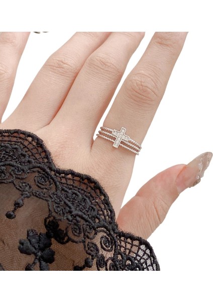 Kadınların Işaret Parmağı Için Kişiselleştirilmiş Haç Şeklinde Içi Boş Üç Katmanlı Dalgalı Ayarlanabilir Açık Yüzük (Yurt Dışından) fiyatları