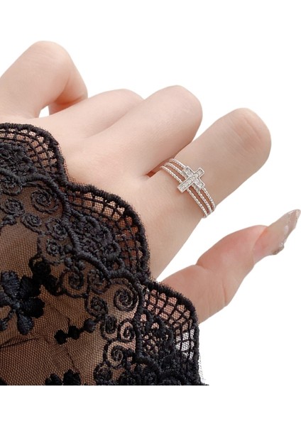 Kadınların Işaret Parmağı Için Kişiselleştirilmiş Haç Şeklinde Içi Boş Üç Katmanlı Dalgalı Ayarlanabilir Açık Yüzük (Yurt Dışından) modelleri