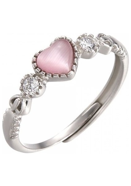 Kadınlar Için Pembe Kalp Şeklinde Açık Yüzük, Tatlı ve Kız Gibi, Ayarlanabilir Işaret Parmağı Yüzüğü (Yurt Dışından)