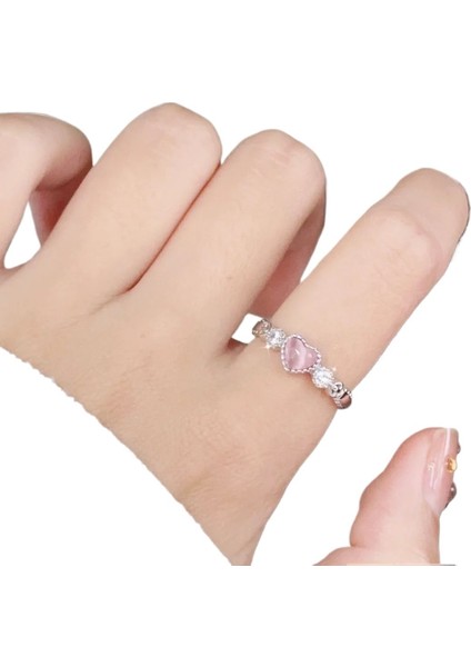 Kadınlar Için Pembe Kalp Şeklinde Açık Yüzük, Tatlı ve Kız Gibi, Ayarlanabilir Işaret Parmağı Yüzüğü (Yurt Dışından) fiyatları