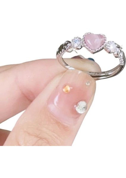 Kadınlar Için Pembe Kalp Şeklinde Açık Yüzük, Tatlı ve Kız Gibi, Ayarlanabilir Işaret Parmağı Yüzüğü (Yurt Dışından) modelleri