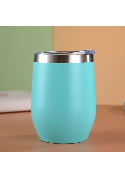 12OZ Yumurta Kabuğu Termal Kur 304 Paslanmaz Çelik Şarap Dakları Çift Duvar Vakum Şişeleri Ofis ve Ev Yalıtılmış Kahve Fincanı Kapasite: 350ML/RENK: Açık Mavi (Yurt Dışından)