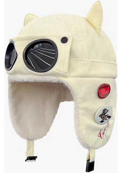 Kış Rüzgar Geçirmez Sıcak Pamuklu Şapka Sevimli Kedi Şapka (Yurt Dışından)