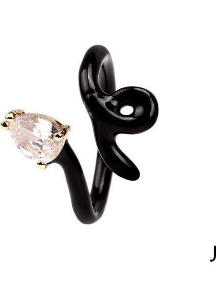 Renkli Damla Taşlı Açık Yüzük, Altın Kaplama Yüzüklerle Üst Üste Takılabilir (Yurt Dışından)