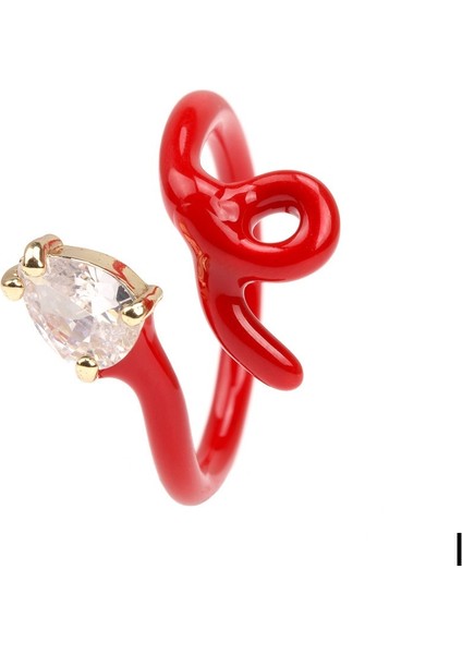 Renkli Damla Taşlı Açık Yüzük, Altın Kaplama Yüzüklerle Üst Üste Takılabilir (Yurt Dışından)