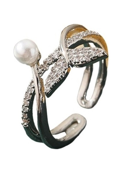 Kadınlar Için Inci Balık Kuyruğu Yüzük, Üstü Açık Ayarlanabilir Yüzük (Yurt Dışından)