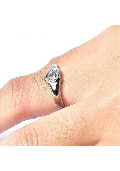 Kadınlar Için Titanyum Çelik Kalp Şeklinde Yüzük, Zarif Stil (Beden: 6) (Yurt Dışından) fiyatları
