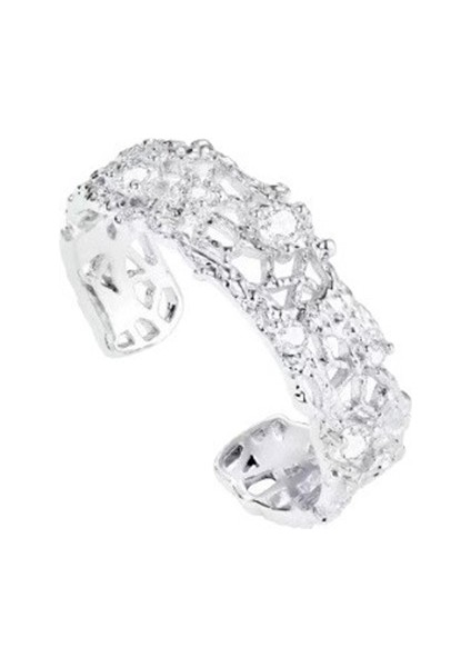 Kadınlar Için S925 Ayar Gümüş Dantel Ajurlu Yüzük, Üst Üste Yerleştirilebilen Ayarlanabilir Açıklık (Yurt Dışından)