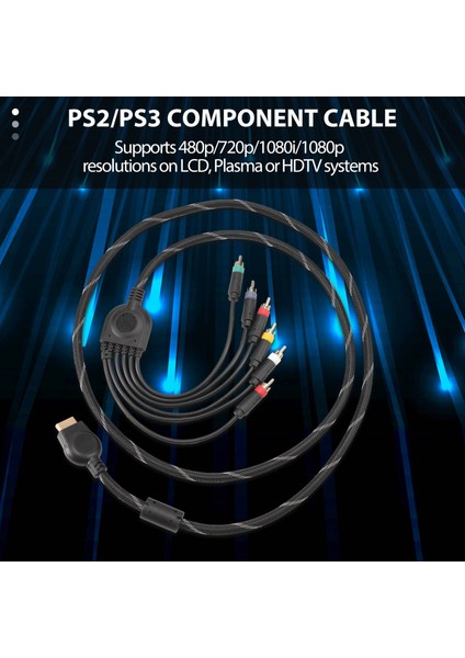Ps2/ps3 Bileşen Kablosu 1,8 M Yüksek Çözünürlüklü Oyun Kablosu Için Uygundur (Yurt Dışından) fırsatları