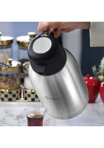 Premium Çelik Çay Termosu - Inox / Siyah - 2,5 Lt fiyatları