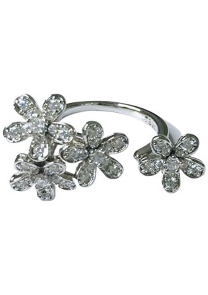 Kadınlar Için S925 Ayar Gümüş Çiçek Yüzük, Papatya Çiçek Açık Yüzük (Yurt Dışından)