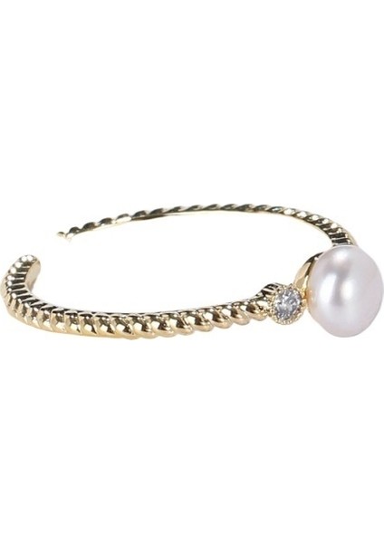 Kadınların Işaret Parmağı Için Doğal Tatlı Su Incisi Spiral Desen Ayarlanabilir Açılış Halkası (Yurt Dışından)