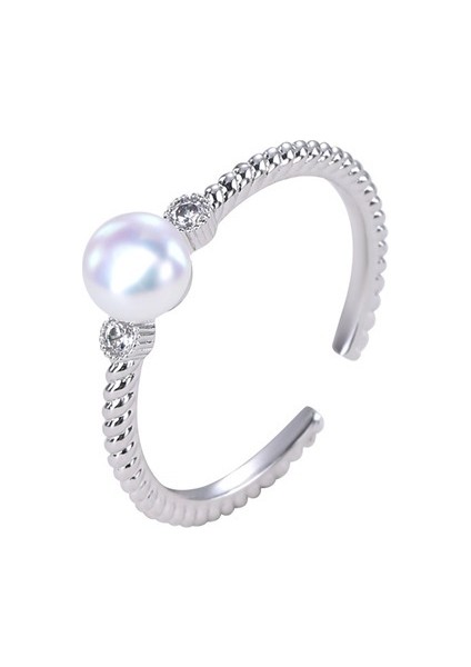 Kadınların Işaret Parmağı Için Doğal Tatlı Su Incisi Spiral Desen Ayarlanabilir Açılış Halkası (Yurt Dışından)