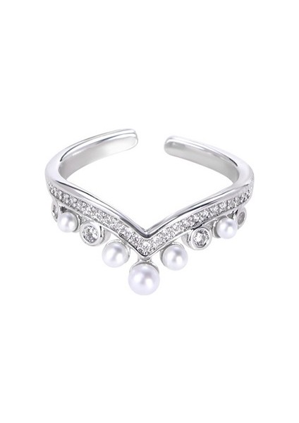 Kadınların Işaret Parmağı Için Tanrıça Taç Inci Zirkonya Ayarlanabilir Açıklıklı Yüzük (Yurt Dışından)