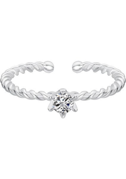 Kadınlar Için Bükülmüş Zirkonyum Altı Uçlu Serçe Parmak Yüzüğü, S925 Ayar Gümüş Açık Yüzük. (Yurt Dışından)