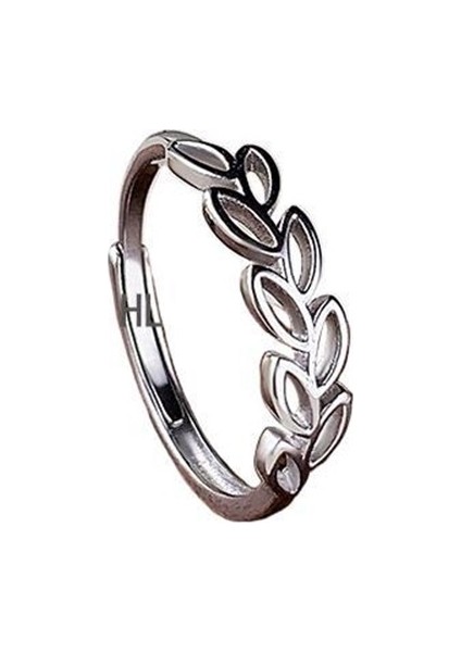 Kadınlar Için Işaret Parmağı, Etnik Stil Yapraklı Serçe Parmak Yüzük Için S925 Ayar Gümüş Zeytin Dalı Yüzük (Yurt Dışından)