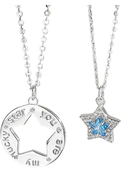 925 Ayar Gümüş Şanslı Yıldız Çift Kolye (Yurt Dışından) fiyatları